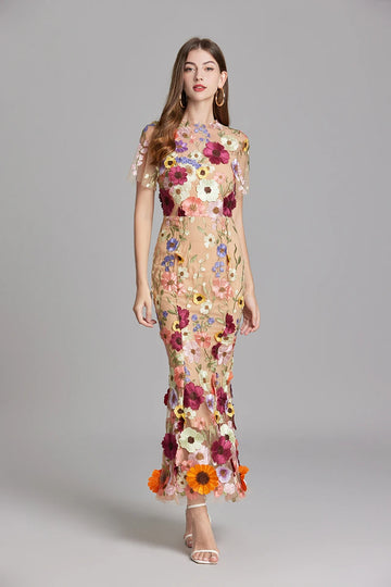 Emy Summer Flower Embroidered Lace Dress